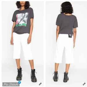 Free People Sandrine Rose White Denim Bermuda Shorts